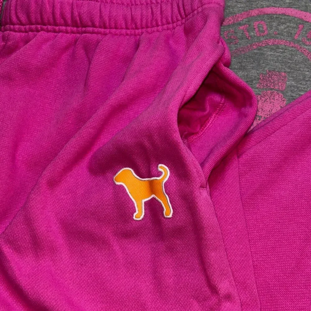 VS PINK Limited Edition Hot Pink & Orange Embroidered Pup Dog Logo Outfit - LG - Picture 7 of 10